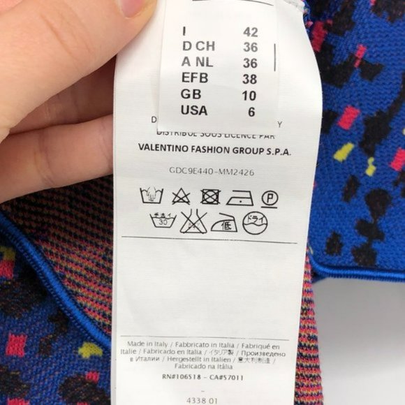 M  Missoni Bright Multicolor Jacquard Knit flared Midi skirt Red Blue inkblot 42 - Picture 4 of 14